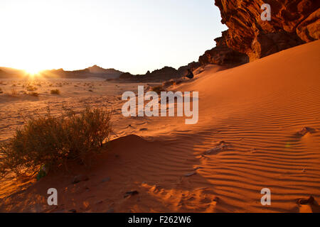 Tramonto nel deserto di Arabia Foto Stock