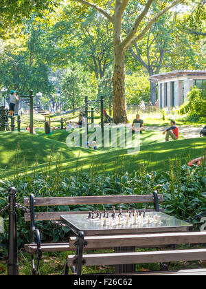 Parco giochi a Washington Square Park, Greenwich Village, NYC Foto Stock