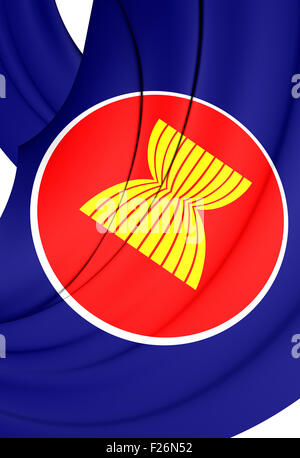 3D bandiera dell'ASEAN. Close up. Foto Stock