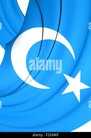 3D Bandiera del Turkestan orientale. Close up. Foto Stock