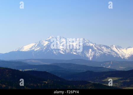 Molla. Monti Tatra. Vista dal lato polacco Pieniny Mountains. Foto Stock