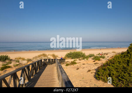 Playa de la Barrosa a Novo Sancti Petri, Costa de la Luz, Spagna Foto Stock