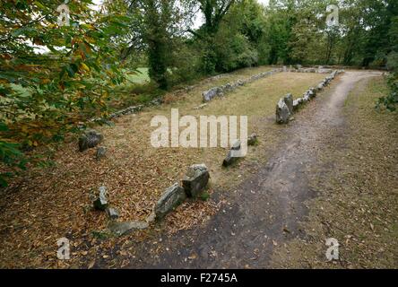 Carnac, Brittany, Francia. Preistorici enclosure di pietra conosciuta come il quadrilatero Manio o Le Quadrilatere de Manio Foto Stock