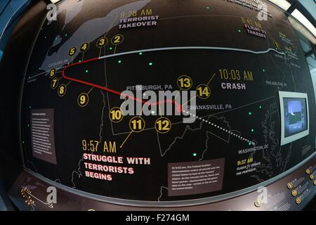 Il nuovo volo dedicato 93 Memoriale Nazionale per commemorare il 40 passeggeri ed equipaggio di volo 93 che hanno fermato i terroristi di attaccare gli Stati Uniti Campidoglio il quattordicesimo anniversario della 9/11 gli attacchi contro gli Stati Uniti l'11 settembre 2015 a Shanksville, Pennsylvania. Foto Stock