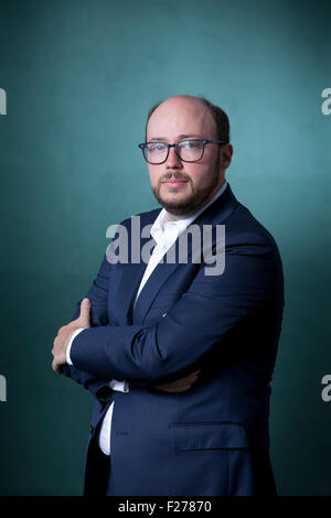 Sean Michaels, il premiato romanziere canadese, critico musicale e blogger, a Edinburgh International Book Festival 2015. Edimburgo, Scozia. Il 22 agosto 2015 Foto Stock