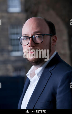 Sean Michaels, il premiato romanziere canadese, critico musicale e blogger, a Edinburgh International Book Festival 2015. Edimburgo, Scozia. Il 22 agosto 2015 Foto Stock