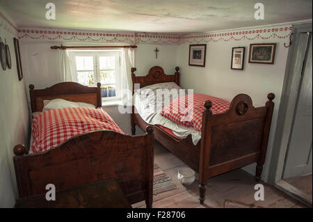 Camera da letto, camera da letto, Farmhouse Museum Jexhof, Schöngeising, Baviera, Germania Foto Stock