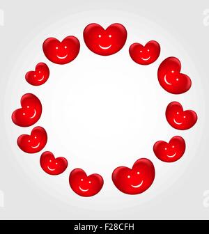 Cornice rotonda fatta a sorridere i cuori per il giorno di San Valentino Illustrazione Vettoriale