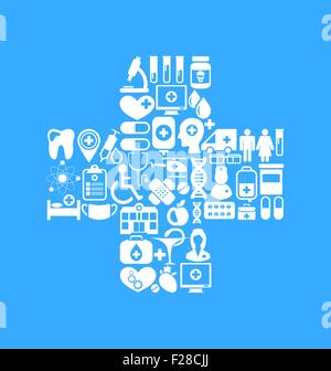 Icone di medico realizzato in forma di Cross Illustrazione Vettoriale