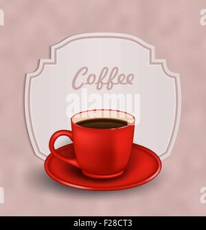 Vintage sfondo con tazza di caffè e menu Etichetta Illustrazione Vettoriale
