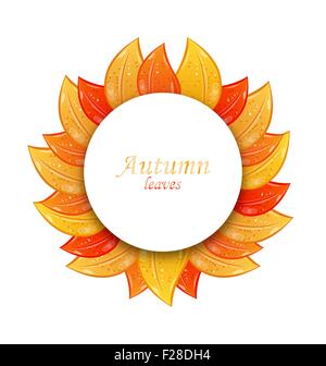 Biglietto di auguri con foglie colorate Illustrazione Vettoriale