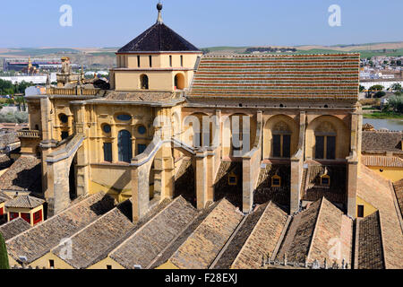 Vista aerea della Mezquita catedral (Cattedrale Moschea) dalla Torre del Alminar, Cordoba, Andalusia, Spagna Foto Stock
