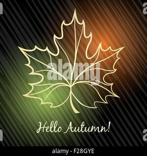 Maple Leaf in gocce di pioggia tema d'autunno. Illustrazione Vettoriale