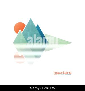 Abstract alte montagne icona vettore. viaggi e arrampicate su roccia concetto logo. paesaggio graphic design Illustrazione Vettoriale