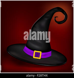 Immagine vettoriale di Halloween streghe realistico hat. Illustrazione a nice background Foto Stock