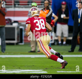 Santa Clara, CA. 3 Sep, 2015. San Francisco 49ers player Jarryd Hayne (38) in azione durante la NFL partita di calcio tra San Diego Chargers e San Francisco 49ers a Levi's Stadium di Santa Clara, CA. Il Niners sconfitto il caricabatterie 14-12. Damon Tarver/Cal Sport Media/Alamy Live News Foto Stock