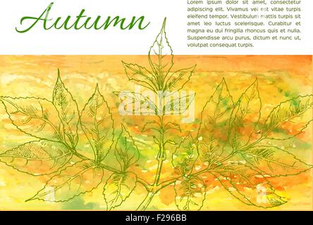 Disegnato a mano le foglie di autunno Illustrazione Vettoriale