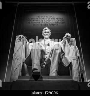 Abraham Lincoln il Monumento di Washington, DC Foto Stock