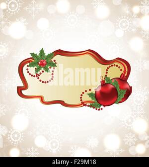 Il messaggio di saluto della scheda elegante con palla di Natale Illustrazione Vettoriale