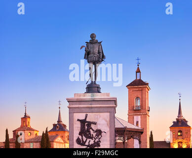 Cervantes square. A Alcala de Henares, Comunità di Madrid, Spagna. Foto Stock