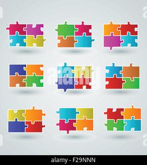 Collezione colorata astratta i pezzi del puzzle Illustrazione Vettoriale