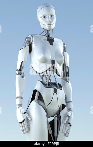 Femmina robot umanoide. Guardando nella telecamera. Foto Stock