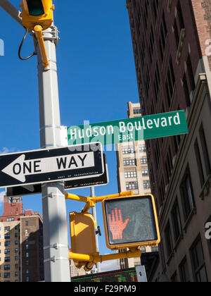 Hudson Boulevard East Street segno, NYC Foto Stock