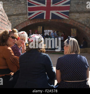 Villaggio in guerra' dell'evento Stoke Bruerne, Northamptonshire REGNO UNITO Foto Stock