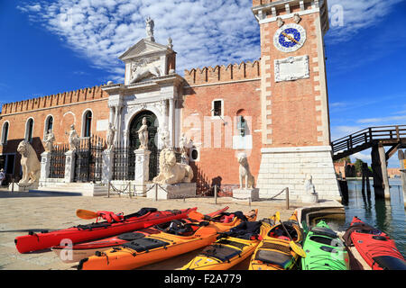 Venezia tour in Kayak, Arsenale, Castello, Venezia. WSC Heidelberg. Foto Stock