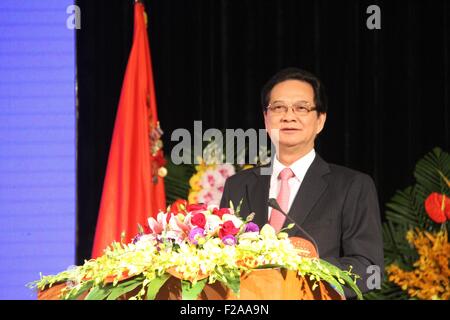 Hanoi, Vietnam. Xv Sep, 2015. Primo Ministro vietnamita Nguyen Tan Dung risolve il settantesimo anniversario di istituzione del Vietnam News Agency (VNA) ad Hanoi, Vietnam, Sett. 15, 2015. © Le Yanna/Xinhua/Alamy Live News Foto Stock