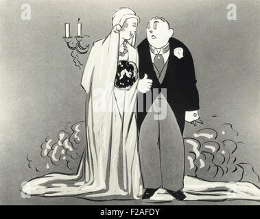 Illustrazione della sposa e lo sposo (OLVI008 OU447 F) Foto Stock