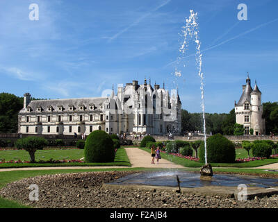 Chateau de Chenonceau, Diane's garden,della Valle della Loira,fiume Cher, Indre-et-Loire,Touraine,Francia Foto Stock