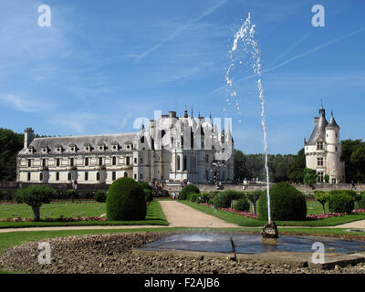 Chateau de Chenonceau, Diane's garden,della Valle della Loira,fiume Cher, Indre-et-Loire,Touraine,Francia Foto Stock