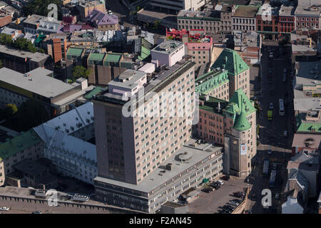 Hetel-Dieu de Quebec (CHU de Quebec - Universite Laval) è raffigurato in questa foto aerea nella città di Québec Foto Stock