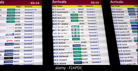 Visualizzazione degli arrivi in aeroporto di Dublino. Irlanda, Europa Foto Stock