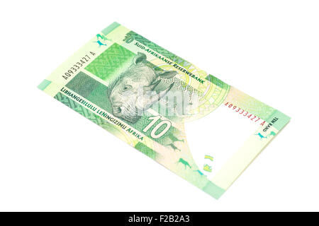 Dieci Rand Sudafricano isolato Foto Stock