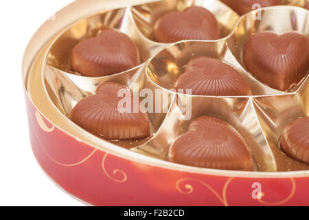 Deliziosi a forma di cuore di cioccolatini isolato Foto Stock