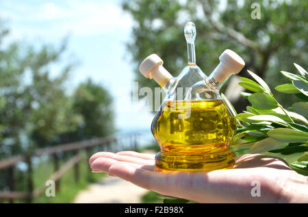 Olio d'oliva. Sirmione, Italia Foto Stock