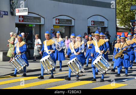 Zurigo - 1 agosto: tradizionale sfilata di Zurigo sulla festa nazionale svizzera, 1 agosto 2013 a Zurigo Foto Stock