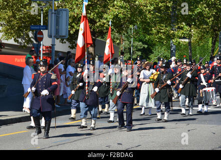 Zurigo - 1 agosto: tradizionale sfilata di Zurigo sulla festa nazionale svizzera, 1 agosto 2013 a Zurigo Foto Stock