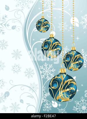 Sfondo di Natale con le sfere di set Illustrazione Vettoriale