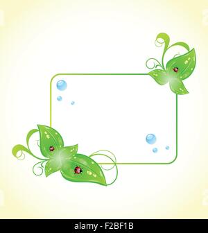 Eco Friendly frame con foglie verdi e ladybugs Illustrazione Vettoriale