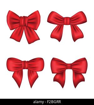 Set regalo rossa archi isolati su sfondo bianco Illustrazione Vettoriale