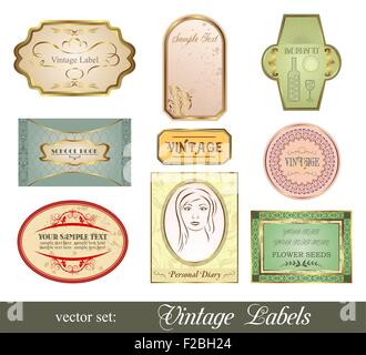 Set variazione retrò etichette vintage Illustrazione Vettoriale