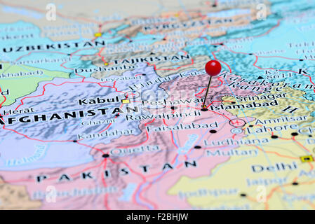 Islamabad imperniata su una mappa di Asia Foto Stock