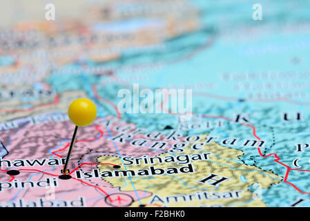Islamabad imperniata su una mappa di Asia Foto Stock