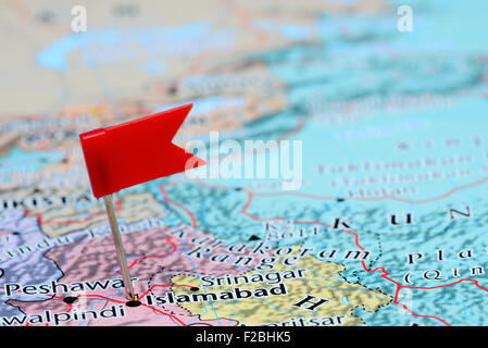 Islamabad imperniata su una mappa di Asia Foto Stock