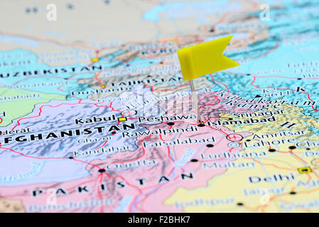 Islamabad imperniata su una mappa di Asia Foto Stock