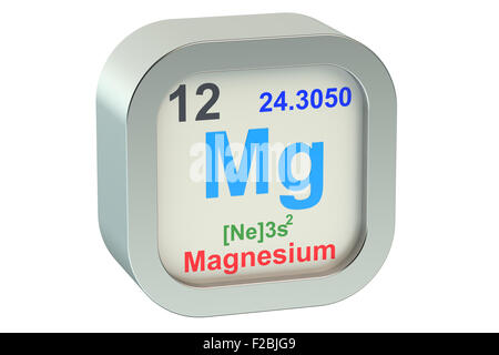 Il magnesio elemento isolato su sfondo bianco Foto Stock