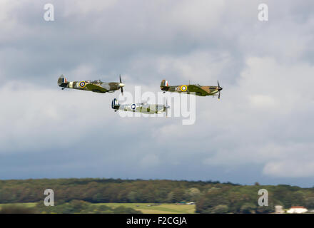 Il 15 settembre 2015, l'aeroporto di Goodwood ha ospitato uno storico flypast per celebrare il 75° anniversario della Battaglia d'Inghilterra. L'evento ha visto la partecipazione di oltre 40 Spitfire, Hurricane e l'unico Bristol Blenheim degno di un volo, rendendo omaggio ai veterani e mostrando aerei della RAF della seconda guerra mondiale Foto Stock